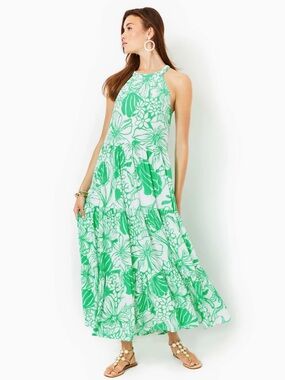 Lilly Pulitzer Beccalyn Halter Maxi Dress Spearmint Sz L